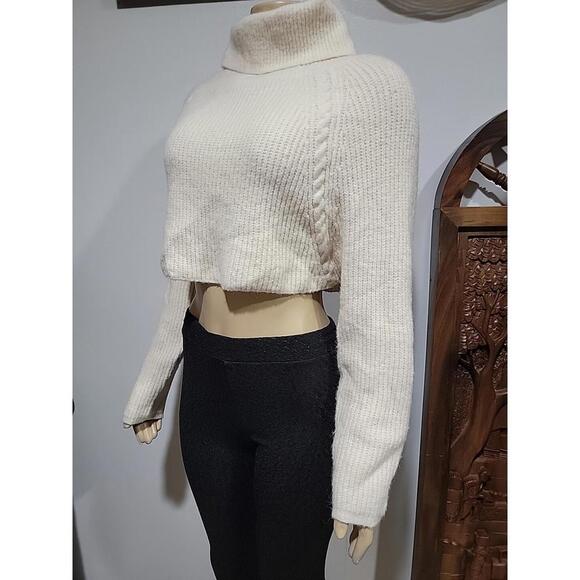 12th Tribe No Chill Ivory Crop Knit Ribbed  Sweater- S/M NWT #R1 - Picture 8 of 9